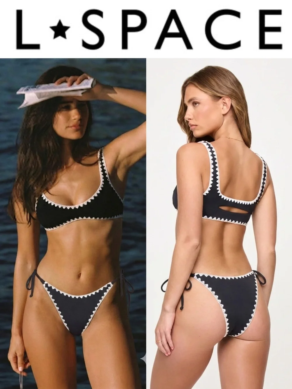 It’s a SET! 🔥 LSpace Effie bikini top + zhara bottom in size medium black /white